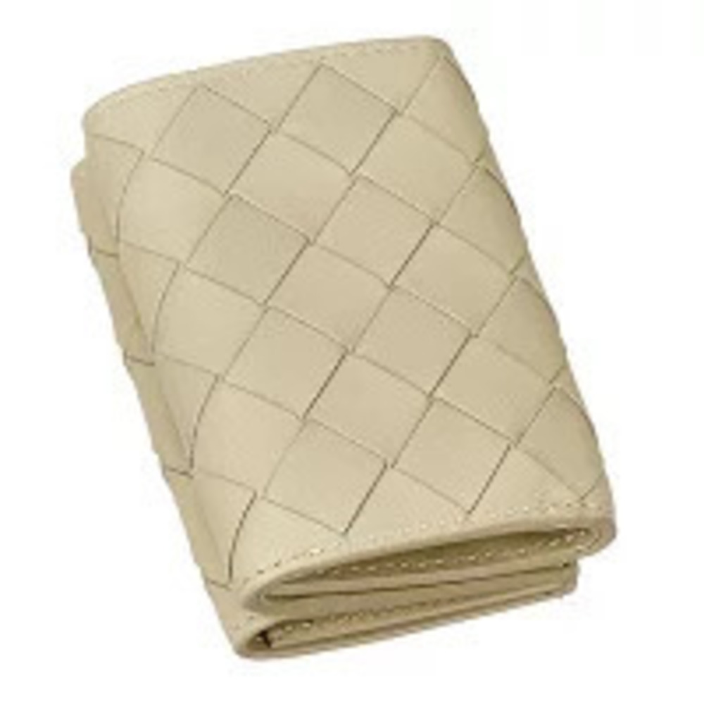 Bottega Veneta Wallet Italy Gold Tri fold Compact Leather Gold
